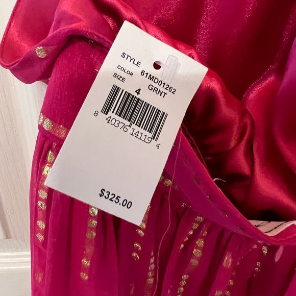 NWT Milly size 4 backless pink and gold, silk halter mini dress - Picture 6 of 11